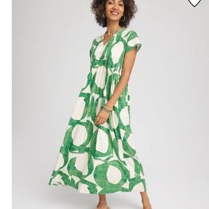 Chico's Green and Cream Maxi Dress